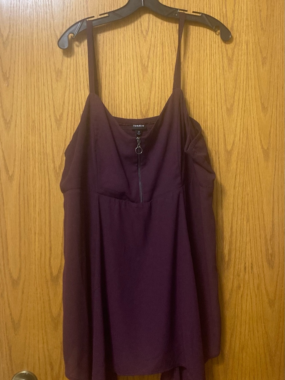 Torrid Purple Handkerchief Hem Camisole Top With Front Zip Front Closure
